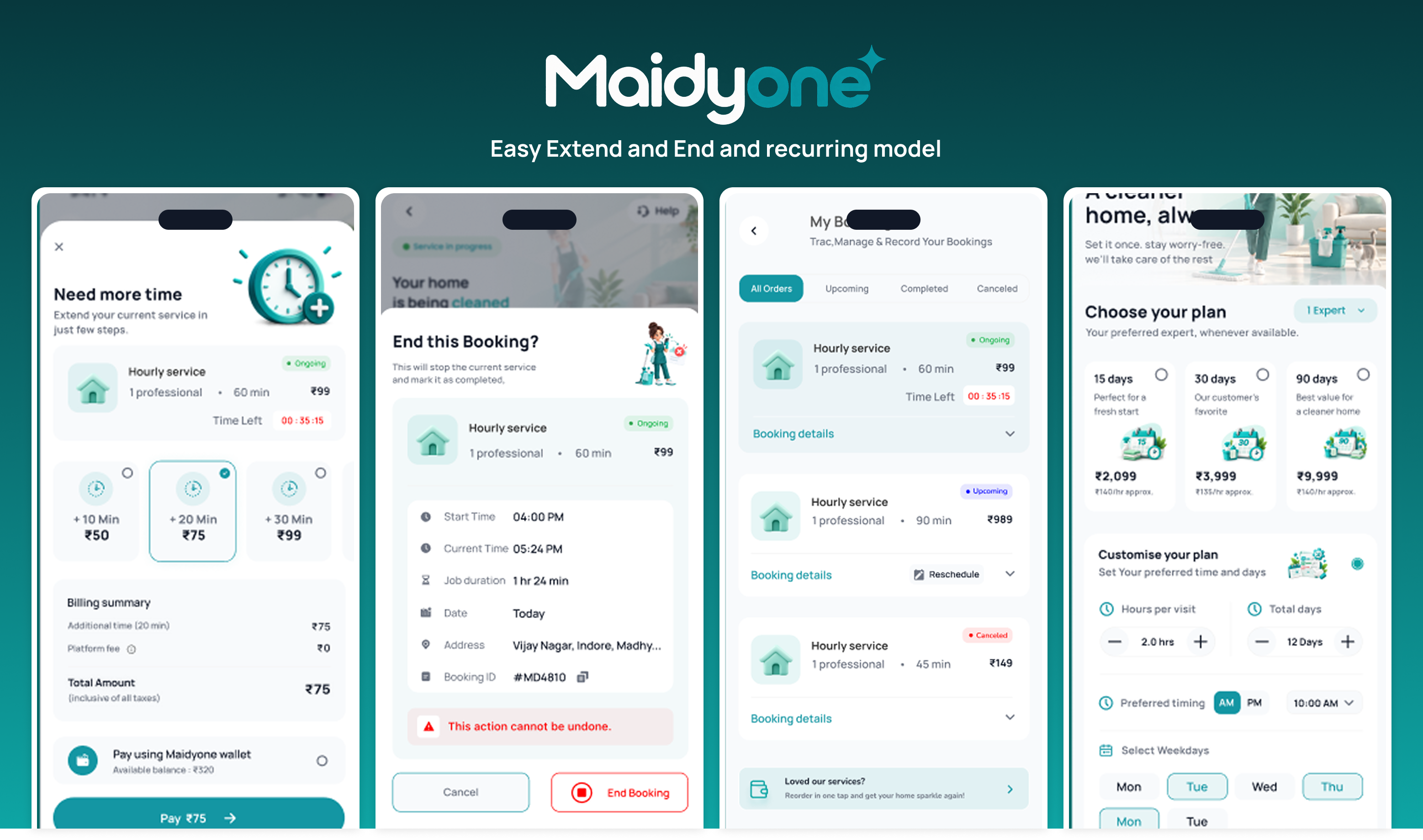 Maidyone Booking Confirmation Screen